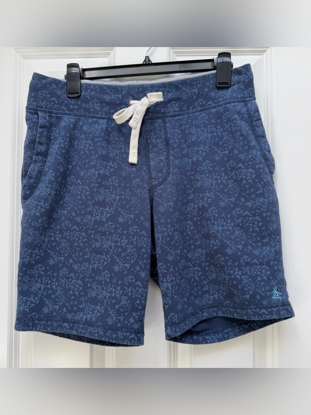 PENGUIN BY MUNSING WEAR SWEATPANT SHORTS SWEATSHORTS DRAWSTRING BLUE SMALL